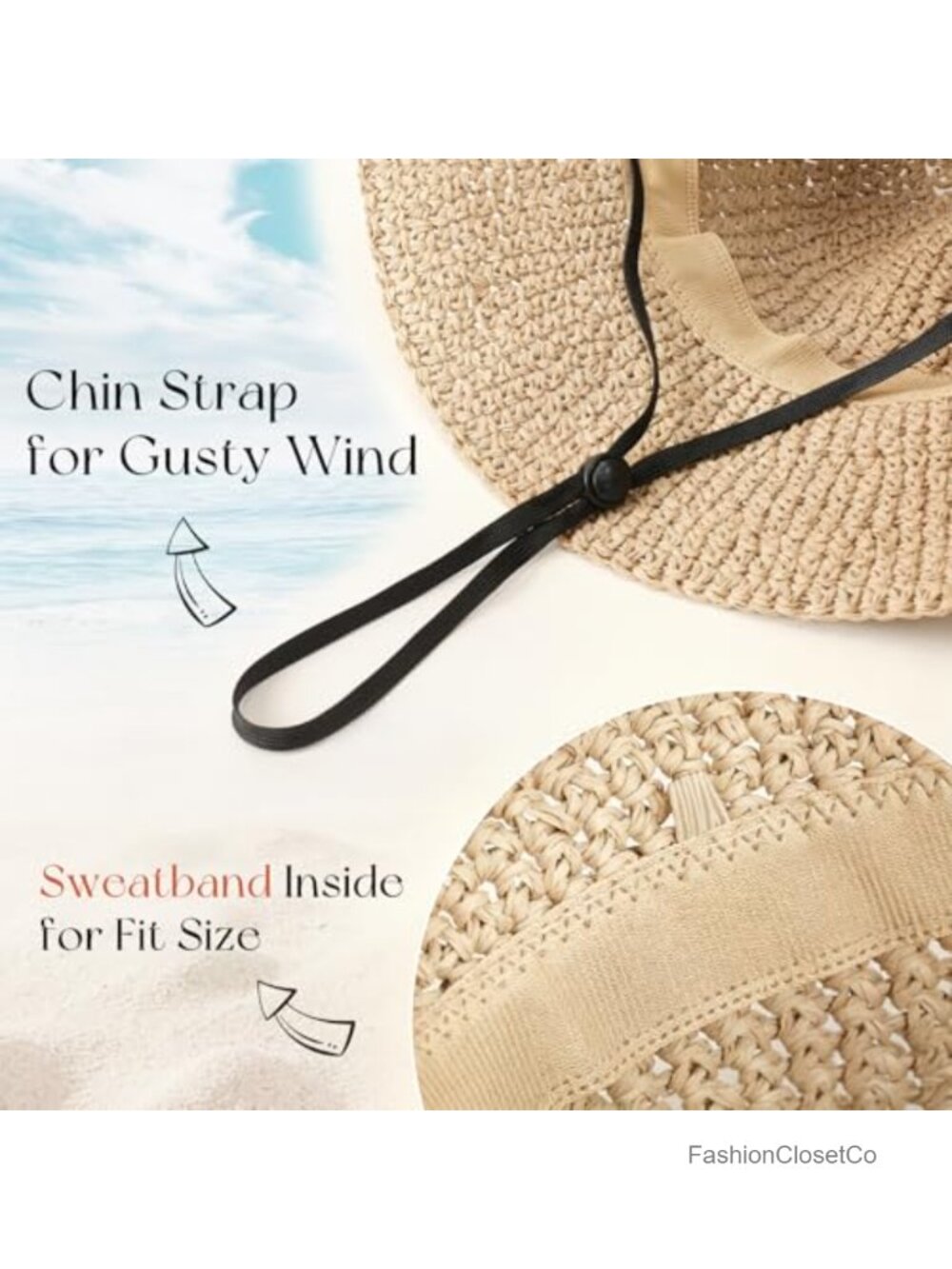 Handcrafted Paper Straw Bucket Hat with UPF 50+ Sun Protection, Foldable & - Picture 3 of 6